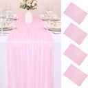 4 Pcs 10FT Blushing Pink Chiffon Table Runners 30x120 Inches Spring Boho Rustic Tulle Sheer Table Runner for Wedding Bridal Baby Shower Birthday Party Decorations
