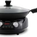 Nuwave Mosaic Induction Wok, Precise Temp Controls from 100F to 575F in 5F, Wok Hei, Infuse Complex Charred Aroma & Flavor, 3 Watts 600,900 & 1500, Authentic 14-inch Carbon Steel Wok Included,Black