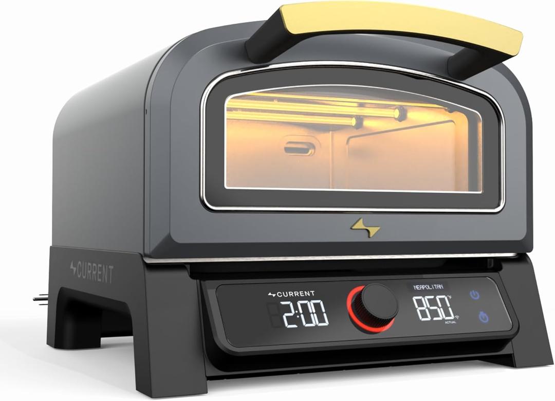 Current Model P Smart Electric Pizza Oven, 12-Inch, 850F Max, Multiple Cooking Modes, App Connectivity for Temperature Monitoring & Custom Cooking Times, Compact for Indoor & Outdoor Use, Slate