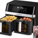 12QT Large Dual Air Fryer, 10-in-1 Double Zone Airfryer with 2×6QT Baskets, 60° Easy-Panel with Full Touchscreen, SyncCook Function, Viewing Window, Nonstick & Dishwasher Safe, 2 Dishes at Once, Black, 17.13"D x 14.65"W x 13.07"H