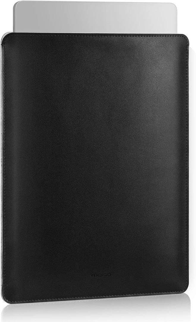 MoKo Laptop Sleeve Compatible with 13.3 MacBook Air Pro, iPad Air/Pro 13 inch, PU Leather Notebook Briefcase Carrying Bag Slim Stylish Case Pouch, Black