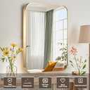 Gold Bathroom Mirror, 30x36 Inch Brushed Gold Mirror, Aluminum Alloy Framed Vanity Mirror, Rounded Rectangle Bathroom Mirror for Over Sink, Anti-Rust Wall Mirror (Horizontally or Vertically)