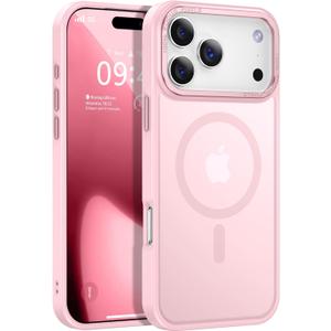 Newfuture Magnetic for iPhone 17 Pro Max Case [Compatible with Magsafe] [Military Grade Drop Protection] Translucent Matte Anti-Scratch Shockproof Protective Phone Cover 6.9 Inch, Pink Sand