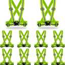 DUSKCOVE 10 Pack Hi Vis Safety Vests - Adjustable Bright Neon Color High Visibility Reflective Safety Straps Gear for Traffic Control, Running, Cycling (Yellow)