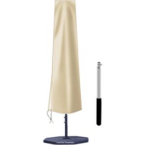 OKPOW Umbrella Cover 420D Oxford Fabric Patio Umbrella Covers Waterproof with Zip, for 9ft to 12ft Garden Outdoor Umbrella (Beige)