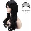 Akstore 28 inch Fashion Wigs Long Wavy Curly Hair Cosplay Wig & Wig Cap (Black)