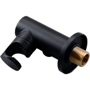 Adjustable Hand Shower Head Bracket Brass Shower Elbow Base Bidet Sprayer Support Bracket Bathroom Wall Mount Shower Head Holder(Black with Outlet)