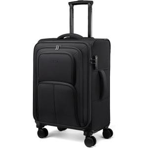 LOVEVOOK Medium Checked Luggage, 24 Inch Softside Suitcases with Spinner Wheels, Lightweight Suitcase with TSA Lock for Women Men, Large Luggage for Travel Business Trip