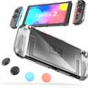 Upgrade Protective Case Compatible with Nintendo Switch 2, Transparent Protective for Nintendo Switch 2 (2025) with TPU Grip Cover Case and Thumb Caps, Shock-Absorption and Anti-Scratch Design