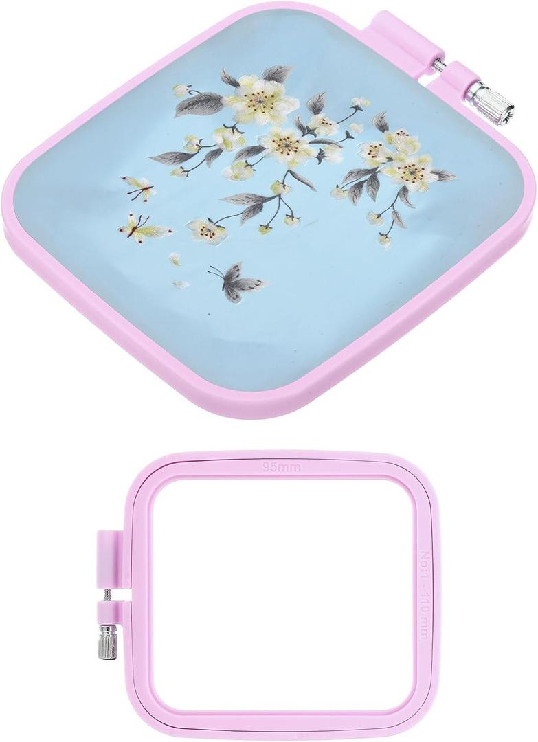 PATIKIL 1 Pieces Square Embroidery Hoops Square Cross Stitch Hoops Frames ABS Plastic Embroidery Hoops for DIY Sewing Tools for Art Craft, Light Purple