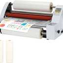 350mm Laminator Machine with Two Rolls of Laminating Film, V350 Hot Cold Roll Laminator, Single/Double Sided Thermal for Paper Card Wood Veneer PVC Foil, Digital Display, Safety Protection
