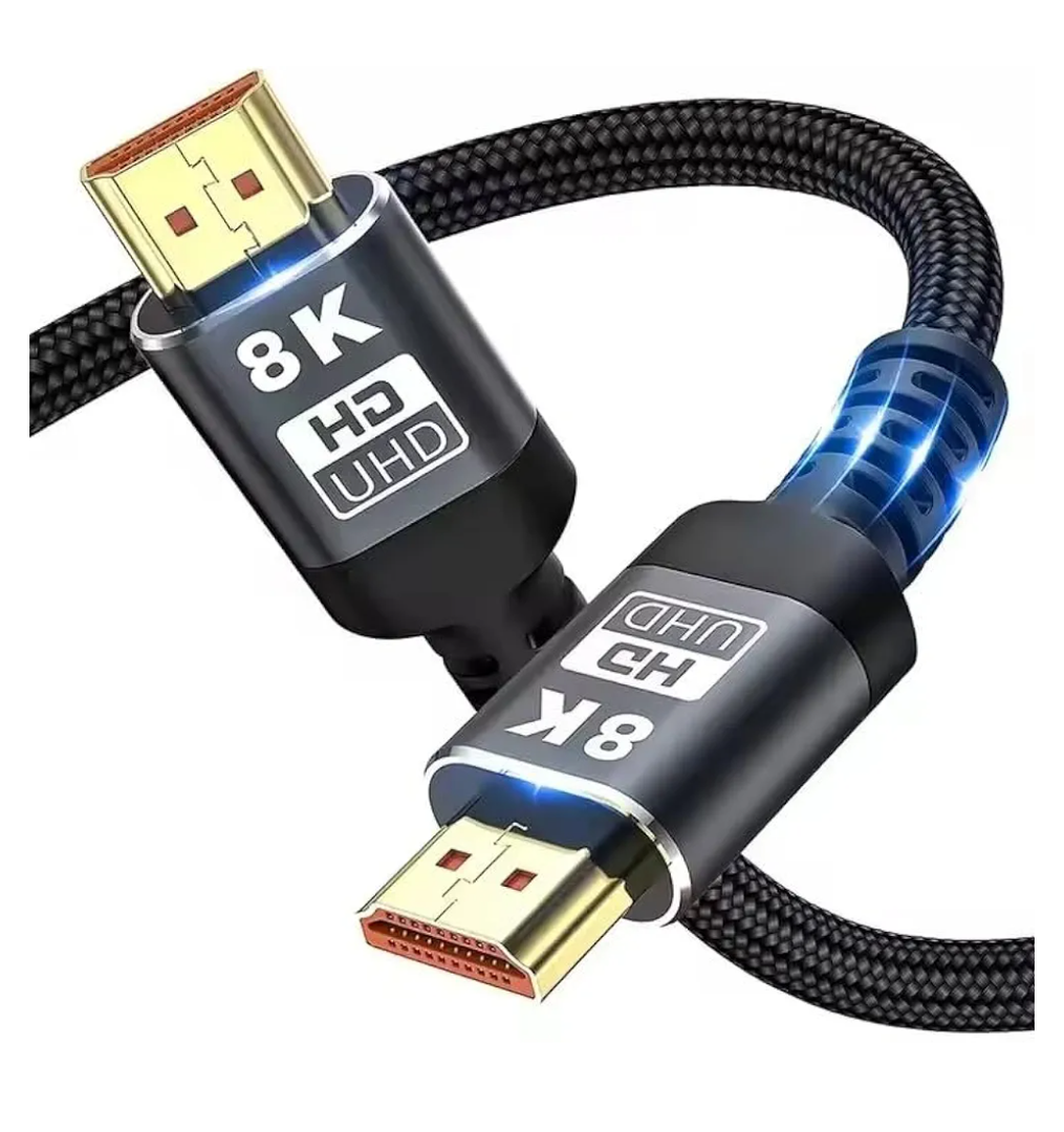 8K HDMI 2.1 UHD Cable, 6.6 feet, Gold-Plated Connectors, Braided, 19 Pins, 24-30 AWG