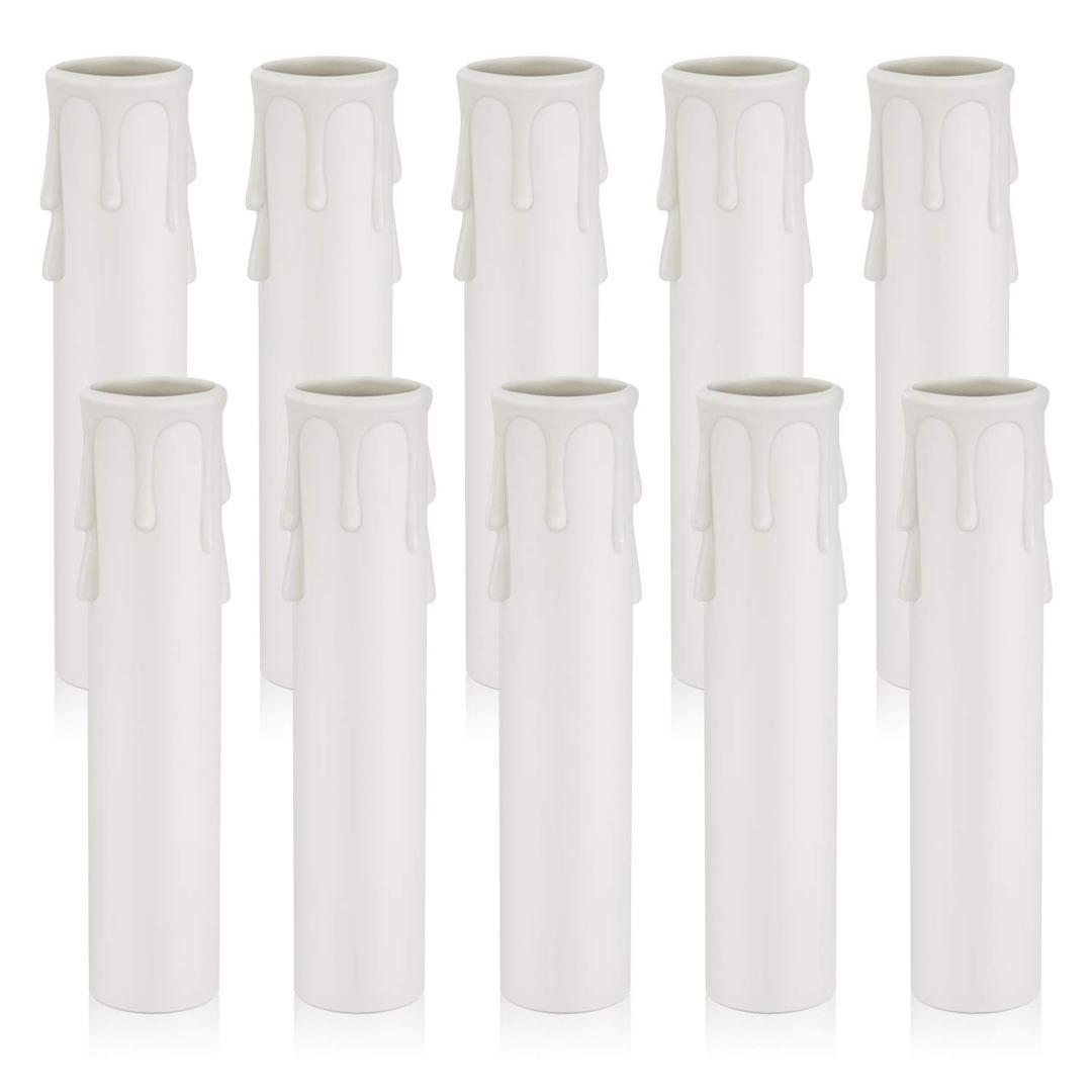 DiCUNO E12 Candle Socket Covers, 4 Inch Candelabra Base, Plastic Candle Covers Sleeves for Chandelier, 10 Pcs
