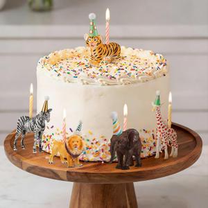 5 Pcs Animal Cake Candle Holders Zoo Birthday Cake Topper Party Decorations Mini Animal Candlestick Holder for Zoo Birthday Baby Shower Party Supply Fits 5-7 mm Candle