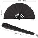 Large Folding Hand Fan, Folding Hand Fan for Women, Hand Fans,Chinese Kung Fu Tai Chi Hand Fan for Party, Dance, Decorations, Festival, Gift,Wall Decoration. (Black, 2 Pack)