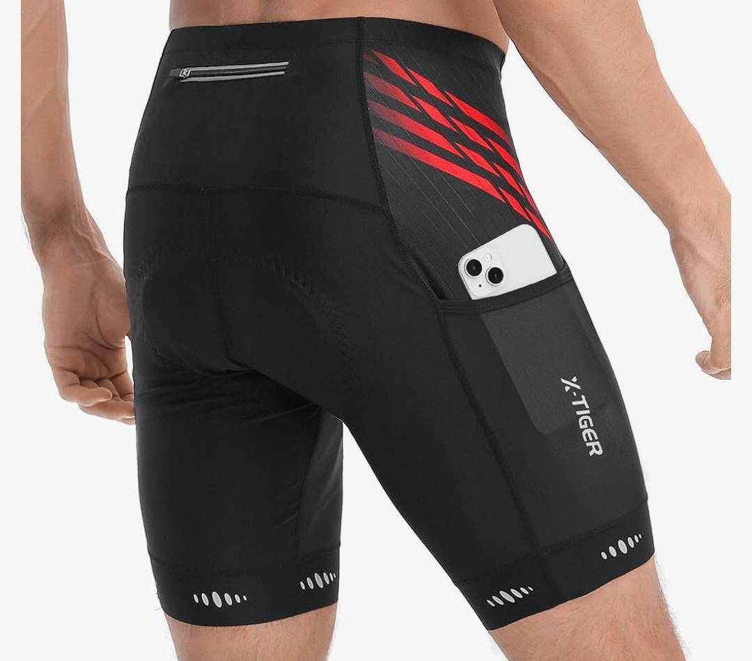 X-TIGER Bike Shorts for Men 5D Padded with 3 Pockets,Cycling Shorts Men Zipper Pockets Mountain Road Biking Riding Shorts L