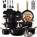 CAROTE 31pcs Ceramic Cookware Sets, Pots and Pans Set, with Wok, 31 Piece