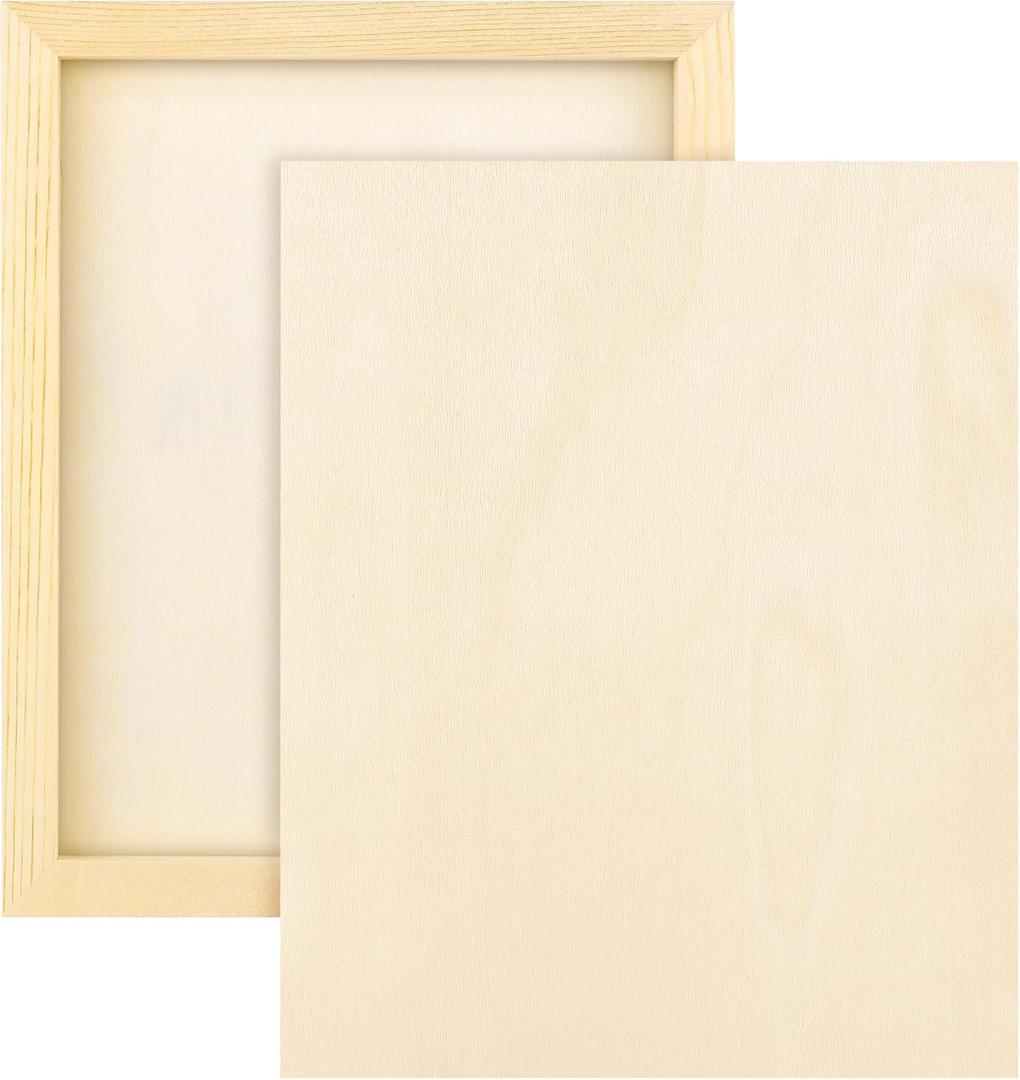 Aodaer 2 Pack Wood Panels 8 x 10 Inch Wooden Panels Canvas Unfinished Craft Wood Boards Panels for Art Crafts Acrylic and Oil Painting Pouring DIY Projects