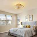 20" Crystal Ceiling Fans with Lights Remote Control Dimmable 6 Speeds Reverible Timer Gold Fandelier for Bedroom Dining Room Living Room