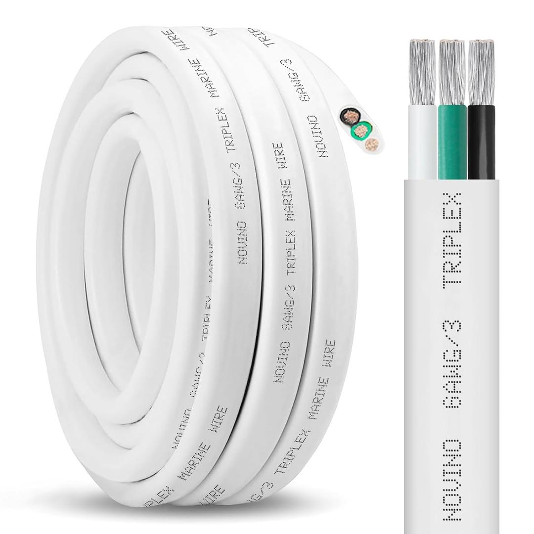 10/ 3 Marine Wire 10 Gauge Marine Grade Wire 10AWG Triplex Tinned Copper Boat Cable, 10 Gauge OFC Oxygen Free Copper Cable for Automotive RV Boat Speaker Solar Outdoor - 10ft