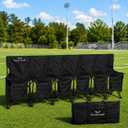 VictoryGear Portable Bench 6 Seat Soccer Benches for Team - Sideline Chairs with 8 Pockets & Carrying Bag - Folding Chair Camping Chairs - Sideline Soccer Bench - Travel Camping Seat, Large