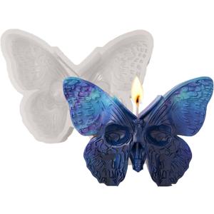 3D Skull Rose Butterfly Candle Mold, Resin Casting Hand Crystal Ball Mold Ghost Silicone, Resin Candle, Handmade Soap Making Molds (Skull)