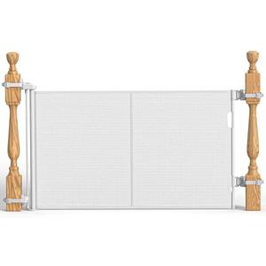 Upgraded Retractable Baby Gates for Stairs & Banister, Mesh Dog Gate Indoor, Extends to 55" Wide 33" Tall, Child Safety Gate for Stairway, Banister & Wall Mount (White)