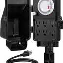 DEWENWILS Outdoor Mechanical Power Strip Timer, 24 Hour Multi Socket, Waterproof 6 Outlet Garden Power Stake, 6 ft Cord, 1800W/15A Heavy Duty, for Lights, Yard, Garden