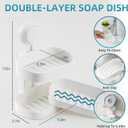 TAILI Soap Holder Soap Dish for Shower, Suction Cup Soap Holder for Shower Wall, Bathroom Accessories, Removable Strong Hold Soap Saver, Drill Free, White 2 Layer