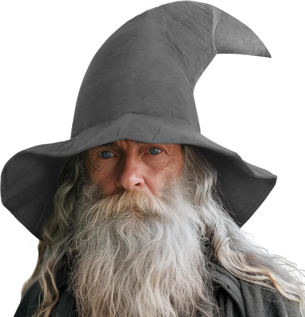 HOMELEX Black Witch Hat Adult Wizard Hat Sorcerer Accessories Halloween (Grey)