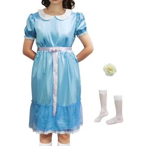 ATAMET Girls Womens 80s Lolita Dress Twins Fancy Costume Adult Creepy Sister Cosplay (Blue, XLarge)