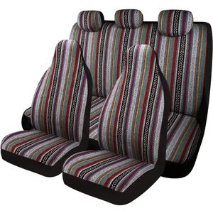Baja Saddle Blanket Car Seat Covers 7PCS Full Set, Breathable and Washable Striped Woven Automotive Vehicle Seat Cover, Universal Seat Cover for Sedan, SUV, Airbag Compatible