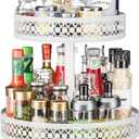 Lazy Susan Organizer 2 Tier - Turntable Spice Rack 12 inch Adjustable Metal Rotating Lazy Susan for Cabinet Pantry Kitchen Countertop Dining Table Cupboard Bathroom Vanity Storage White