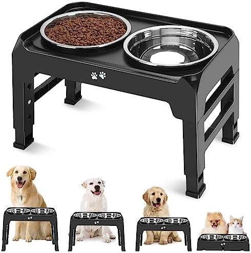 Amazon.com: COMESOON Elevated Dog Bowls, 4 Height Adjustable Raised Bowl Stand with 2 Thick 50oz Stainless Steel Food Bowls Non-Slip Feeder Adjusts to 3.7'', 9.2'', 10.75'', 12.36'' Black, (DB-W01) : Everything Else