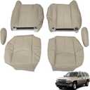 munirater 6Pcs Tan Front Leather Seat Cover Bottom and Lean Back Without headrest Hole Replacement for 2003-2006 Suburban Tahoe Yukon
