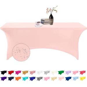 Spandex 6ft Waterproof Table Cover for Party,Wedding, Banquet, and Events(Blush Pink) (72"x30"(Rectangular))