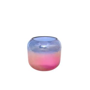 HD 6oz Iridescent Short Rounded Glass Candle Blue