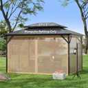 Gazebo Netting Replacement 10'x12', Universal Mosquito Netting Gazebo Mesh with Zipper, Screen Gazebo Canopy Net Panels Only, Outdoor Mosquito Netting for Gazebo Porch Camping Patio Garden Pergola (10' x 12', Brown)
