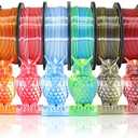 DO3D Silk PLA 2 Color in 1 Coextrusion 3D Printer Filament Bundle: White/ Red, White/ Blue, Blue/ Purple, Lime Green/ Blue, Red/ Gold, Red/ Black, Gold/ Black, Purple/ Black, 2Kg Dual Color Silk PLA, 250g x 8