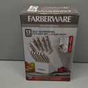 Farberware Self-Sharpening 13-Piece Knife Block Set with EdgeKeeper Technology, High Carbon-Stainless Steel Kitchen Knives, Razor-Sharp Knife Set with Wood Block, White 