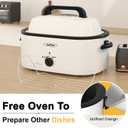 Sunvivi Roaster Oven, Electric Roaster Oven with Viewing Lid, 28lb 24-Quart Turkey Roaster with Unique Defrost/Warm Function, Large Roaster with Removable Pan & Rack, Stainless Steel, White, 24QT