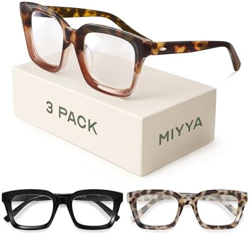 miyya Stylish Reading Glasses for Women, Cheaters Eyeglasses, Oversized Blue Light Readers, Fashion Eye Glasses 2.5+