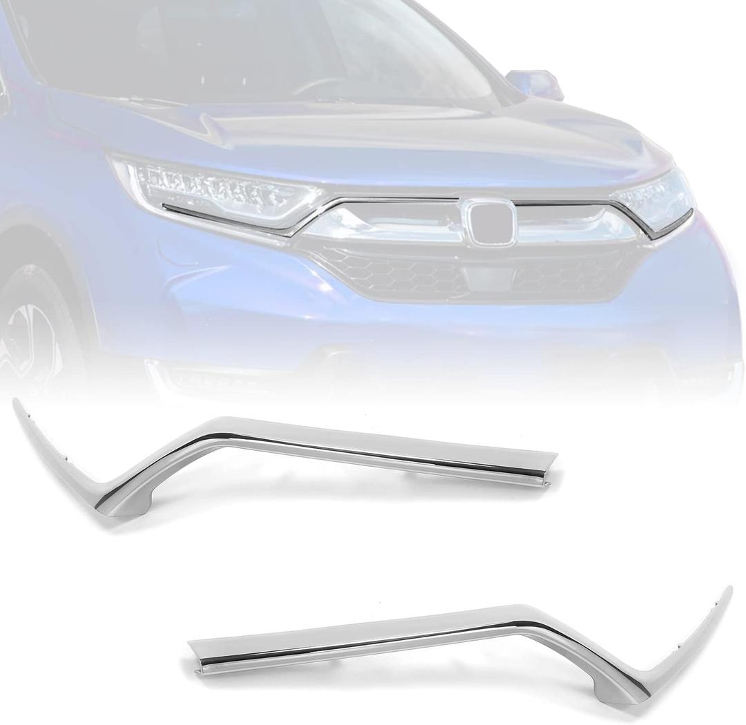 HECASA Headlight Molding Compatible with 2017-2019 Honda CR-V CRV Front Bumper Head Light Grille Trim Chrome Replace for 71173-TLA-A00 HO1212121 71123-TLA-A00 HO1213121 Left&Right Side - 2 Packages