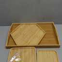 Bamboo Serving Trays Charcuterie Platter 16.5"x11.8"42x30cm with Handle, Set Includes 1xHexagon 12.5"(32cm)+1xSquare 7.8"(20cm)+1xSquare 5.9"(15cm) Small Plates for Family Dinner (1hexagon+2square)