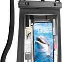 2L Waterproof Phone Pouch for iPhone 16 15 14 11 Pro Max & Galaxy S24 S21 - Floating Large Capacity Dry Bag Stores Sunscreen, Sunglasses - Oversized Waterproof Bag for Beach, Swimming, Kayaking (Black Front Transparency-2L)