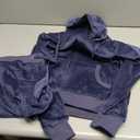 Velour Track Suits for Women Set Fall Sweatsuits 2 Piece (Blue, L)