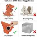 2 x Dinosaur Piggy Bank for Money Bank Coin Bank for Boys and Girls,Unbreakable Money Bank,Tyrannosaurus Rex Large Size Decoration Savings Christmas, Halloween, Birthday Gift (Brown)