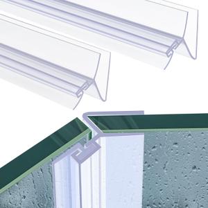 135 Degree Shower Door Side Seal Strip 110 Inch (15.75" x 7 Pcs) for 3/8 Inch Frameless Glass Sliding Door Sweep Clear PVC Waterproof H-Jamb for 3/8 Inch (10mm) Glass to Stop Shower Leaks