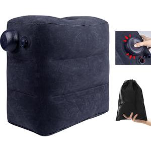 Inflatable Foot Rest for Air Travel,Airplane Travel Foot Rest Adjustable Height,Car/Airplane,Footrest Pillow with Pump for Office,Airplane,Train,Cars,Home (Blue)