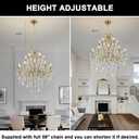 French Country Brass Gold Crystal Chandelier 2 Tier Dia31.5, 15-Lights Gold